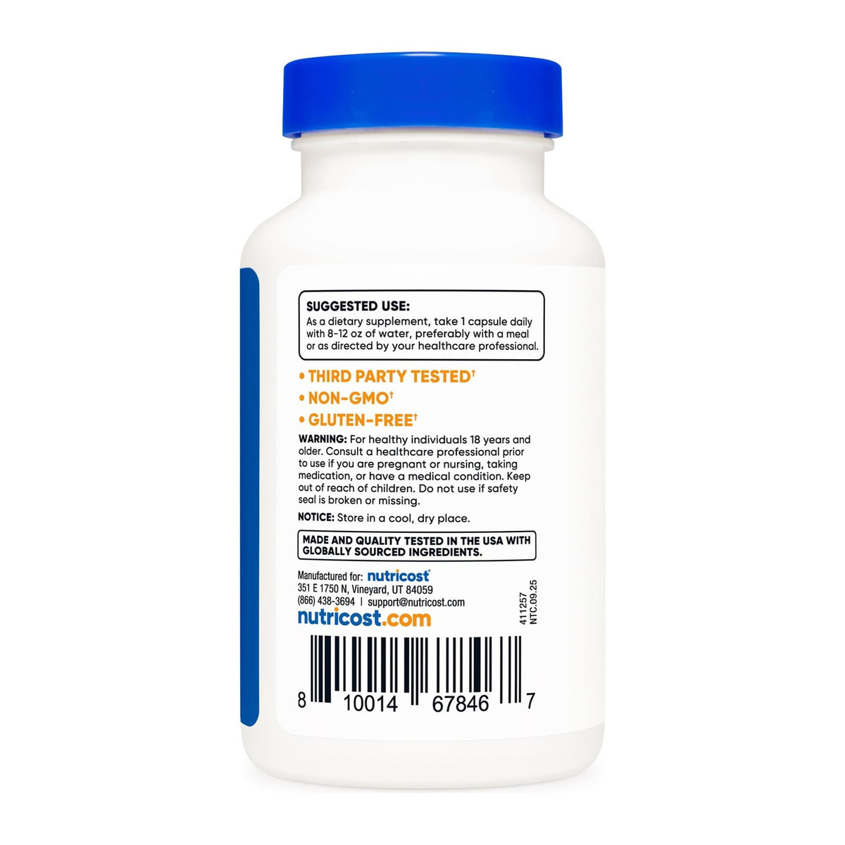 Nutricost Apigenin 50mg, 180 Capsules, directions label - Image 3