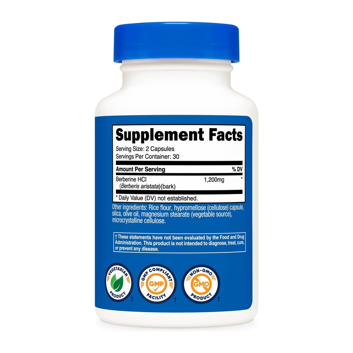 Berberine Hcl by Nutricost, supplement facts panel - Image 2