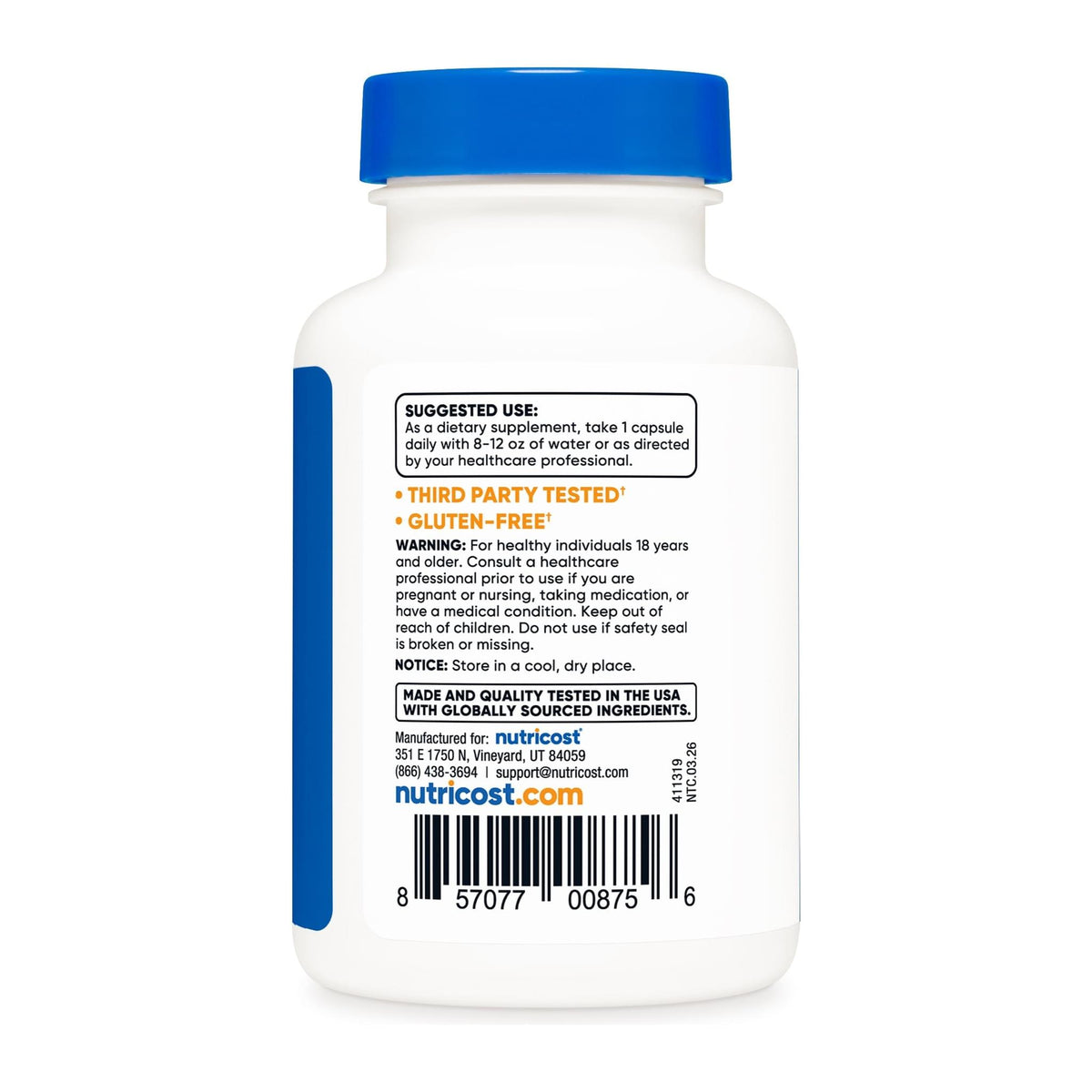 CDP Choline (Citicoline) by Nutricost, directions label - Image 3