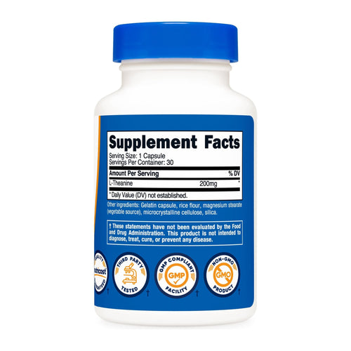 Nutricost L-Theanine, 200mg, supplement facts panel