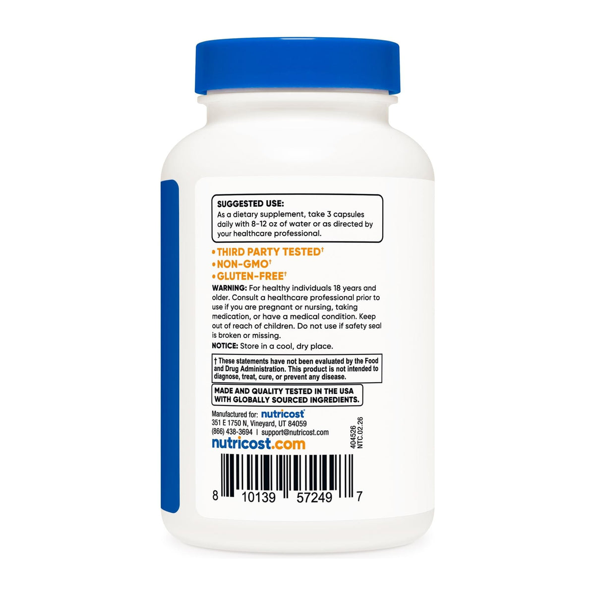 Testosterone Complex by Nutricost, directions label - Image 3
