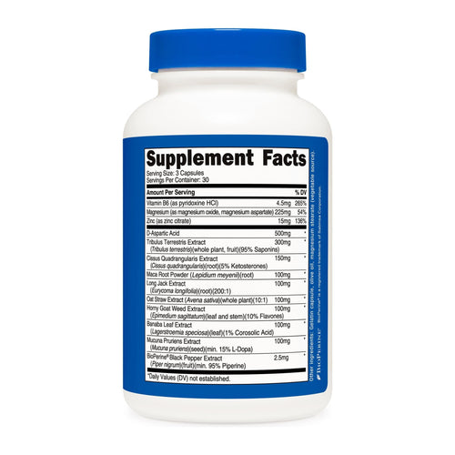 Testosterone Complex by Nutricost, supplement facts panel