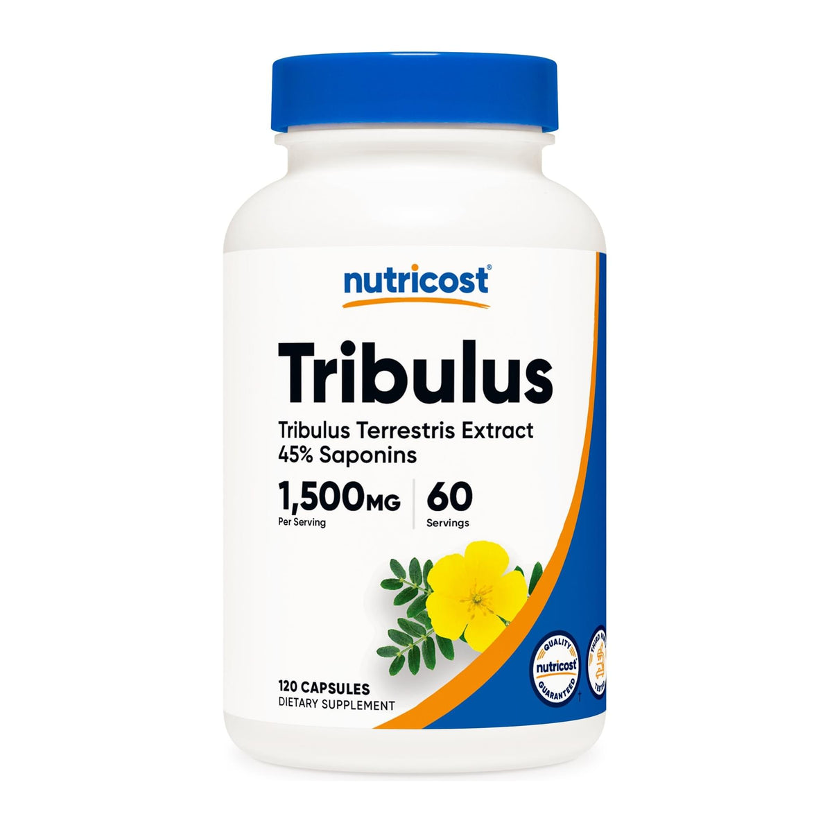 Nutricost Tribulus Terrestris Extract 750Mg, 120 Capsules, front of bottle - Image 1