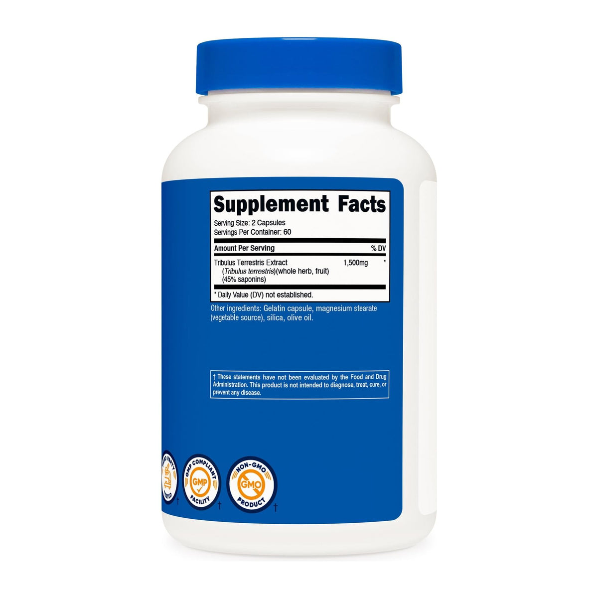 Nutricost Tribulus Terrestris Extract 750Mg, 120 Capsules, supplement facts panel - Image 2