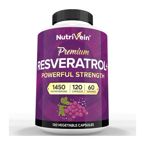 Nutrivein Resveratrol 1450mg Antioxidant Supplement, front of bottle