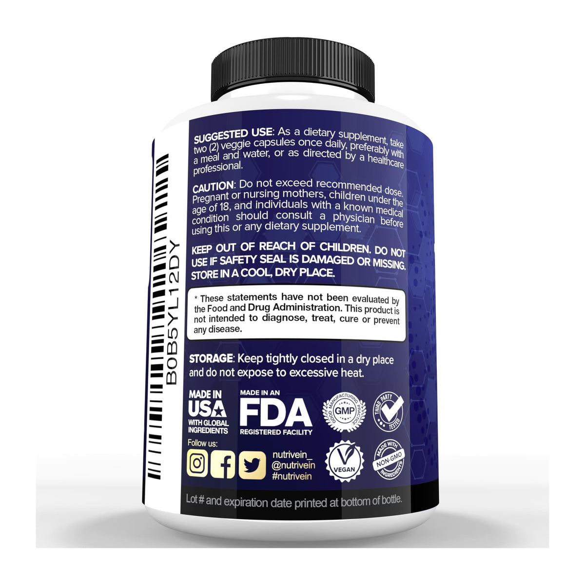 Nutrivein TUDCA Liver Support Supplement 1000mg, directions label - Image 3
