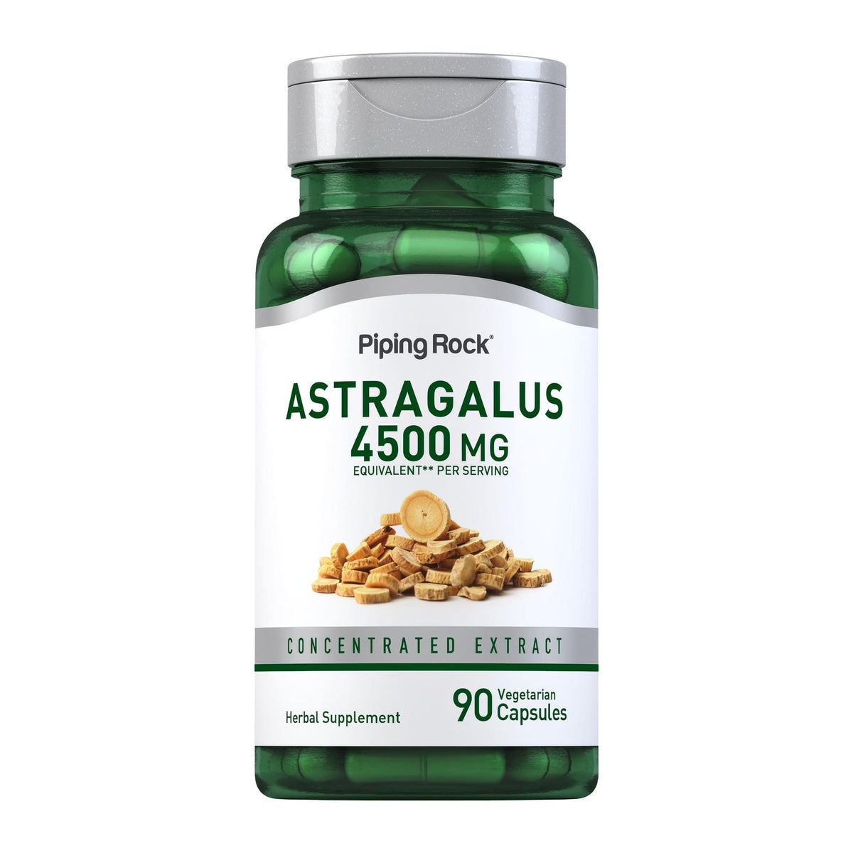 Astragalus Root 4500 mg 90 Caps by Piping Rock, front of bottle - Image 1