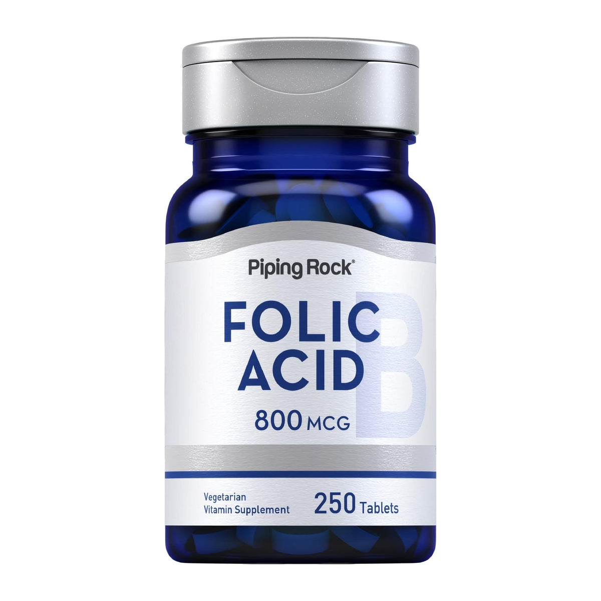 Folic Acid, 800 mcg, 250 Tablets BY Piping Rock, front of bottle - Image 1
