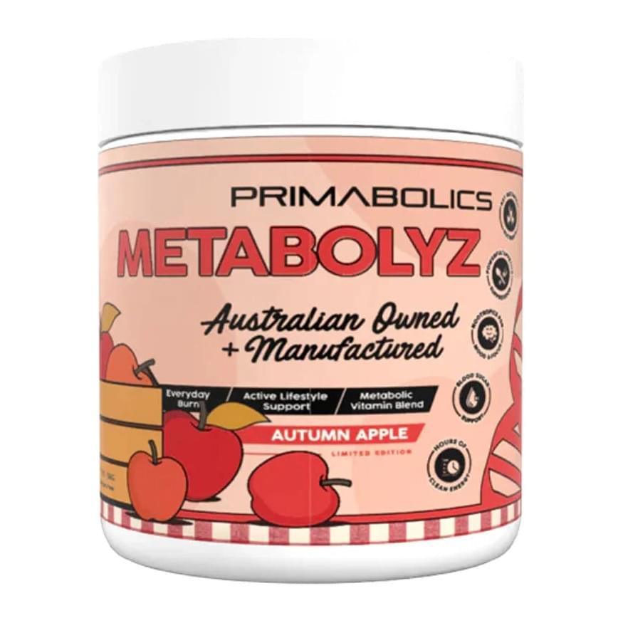 Primabolics Metabolyz Caffeinated Beverage 60 Scoops, Autumn Apple tub front - Image 7