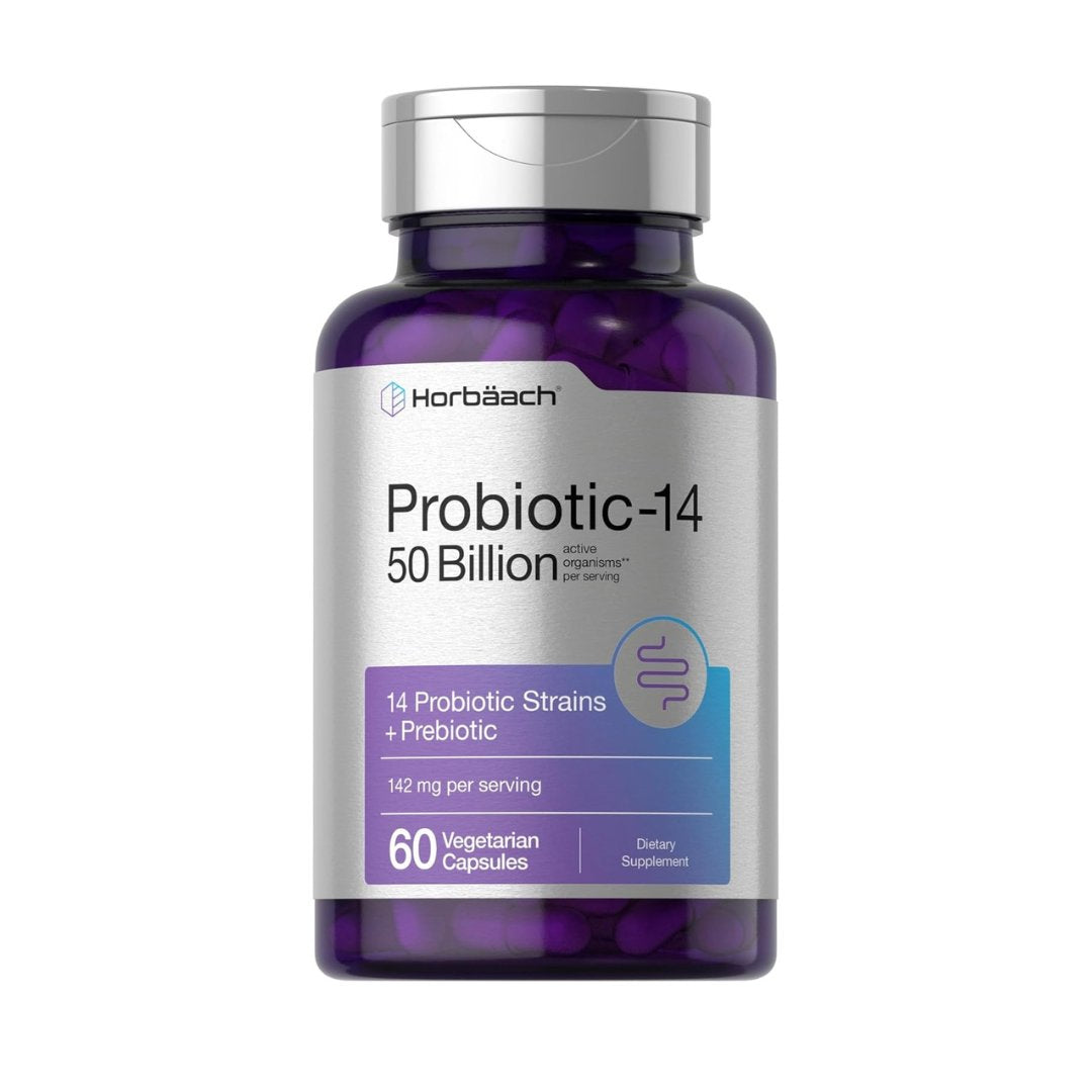 Probiotics - 14 with Prebiotics by Horbaach Vitamins Amazon 50 Billion 60 Capsules 