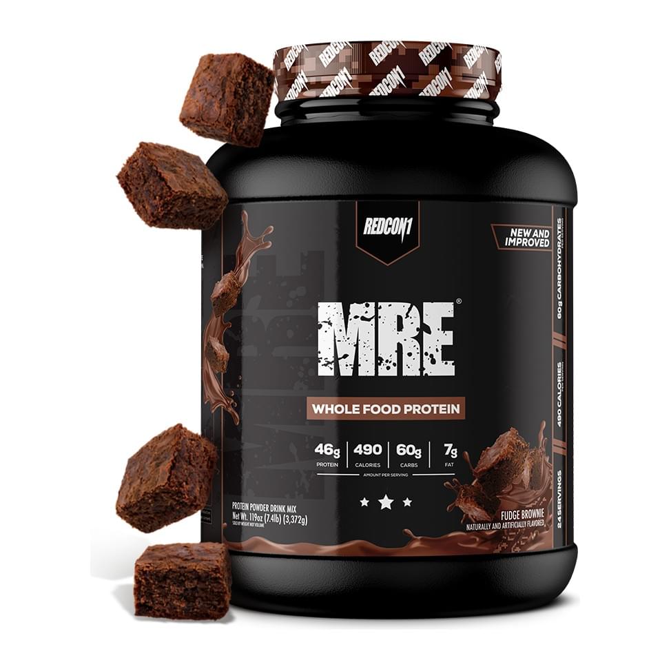 REDCON1 MRE Whole Food Meal Replacement Protein, Fudge Brownie tub front - Image 1
