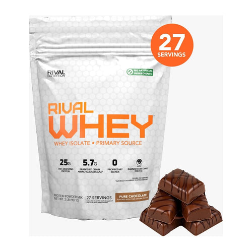 Rival Whey Isolate Protein by Rival Nutrition, Pure Chocolate 2lb bag front
