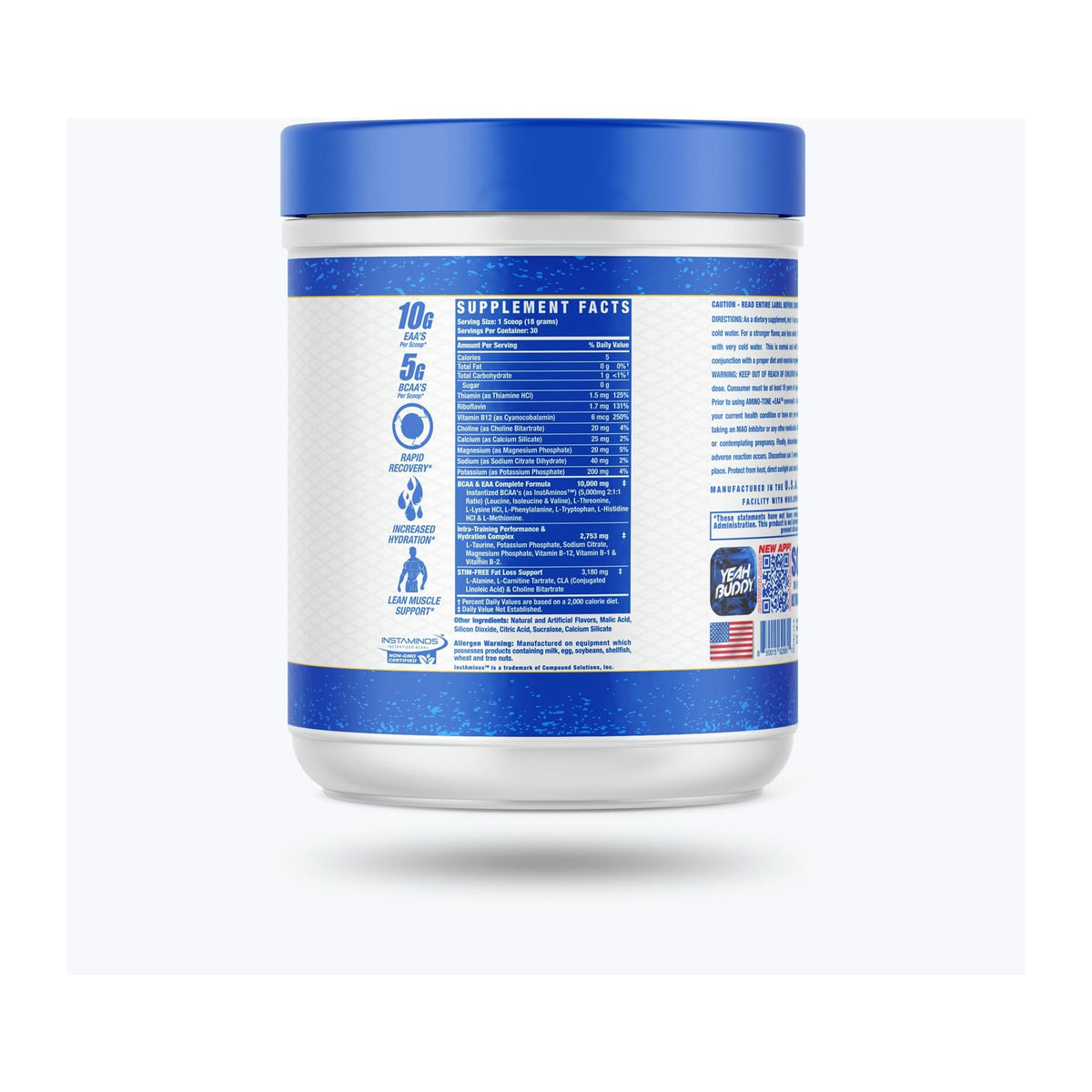 Ronnie Coleman Signature Series Amino Tone + EAA – 30 Servings, supplement facts panel - Image 2