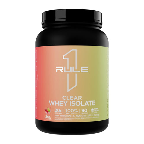Clear Whey Isolate By Rule 1, Cherry Limeade 1.52 lb tub front