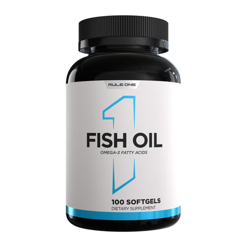 Rule 1 Fish Oil Omega-3 Fatty Acids, front of bottle (100 softgels)