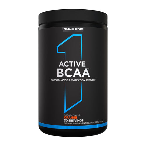 R1 Active BCAA - 30 Serves, Orange 30 serve tub front
