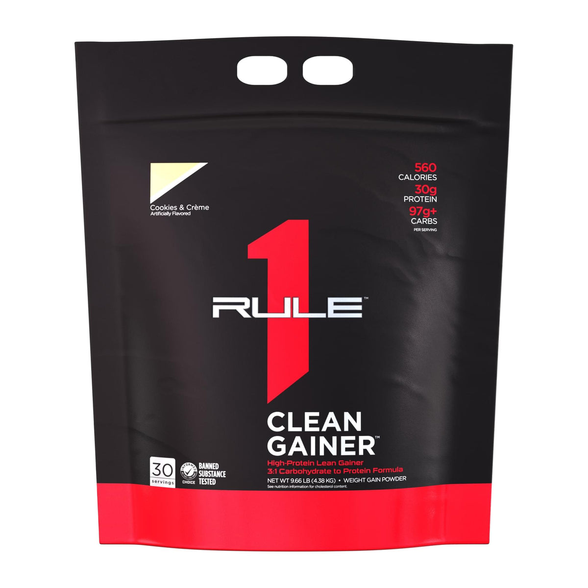 R1 Clean Gainer by Rule One, Cookies & Creme 10 lb bag front (30 serves) - Image 8