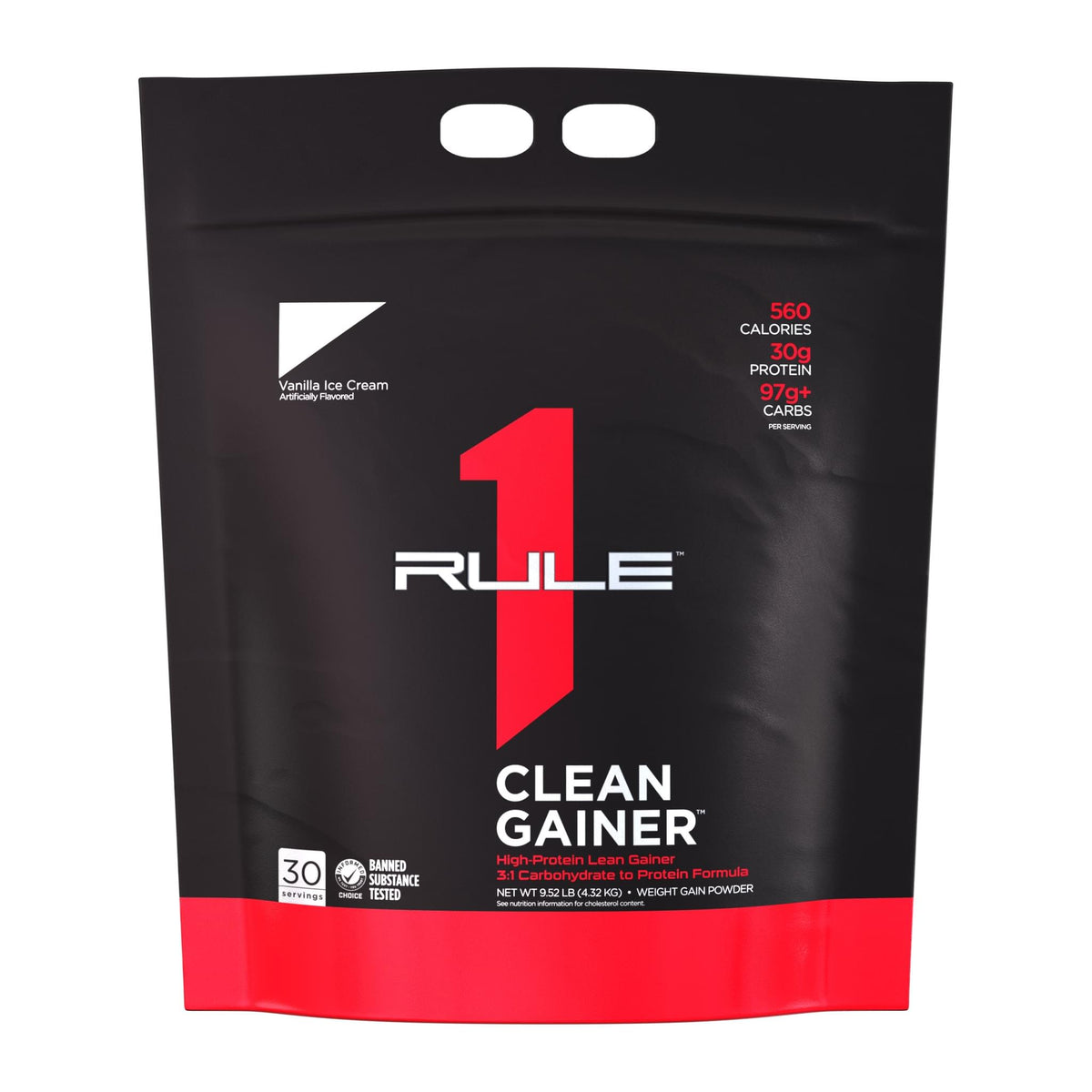 R1 Clean Gainer by Rule One, Vanilla 10 lb bag front (30 serves) - Image 7