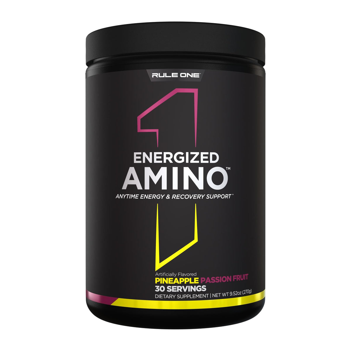 Rule 1 R1 Energized Amino, Pineapple Passionfruit tub front - Image 1