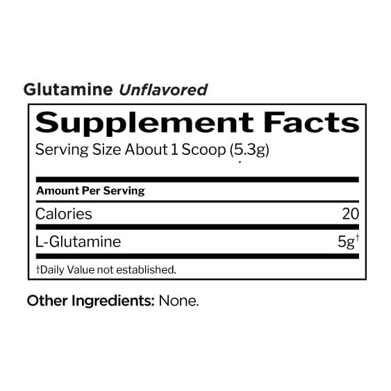 Rule One R1 Glutamine Powder – 75 Servings, supplement facts panel - Image 2