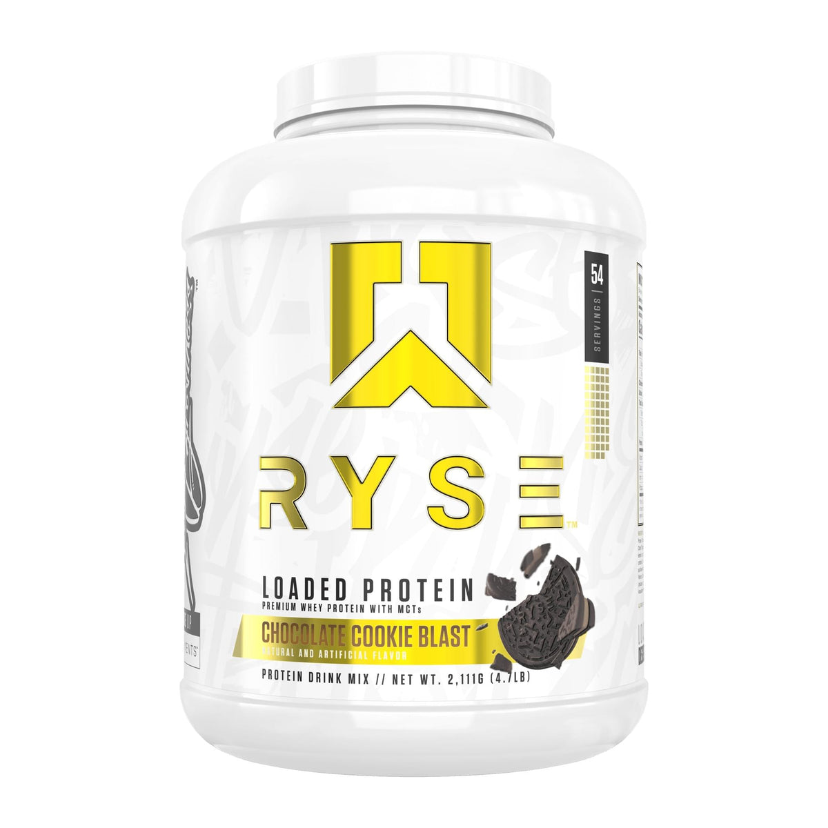 Ryse Loaded Protein, Chocolate Cookie Blast 4.7 lb tub front - Image 3