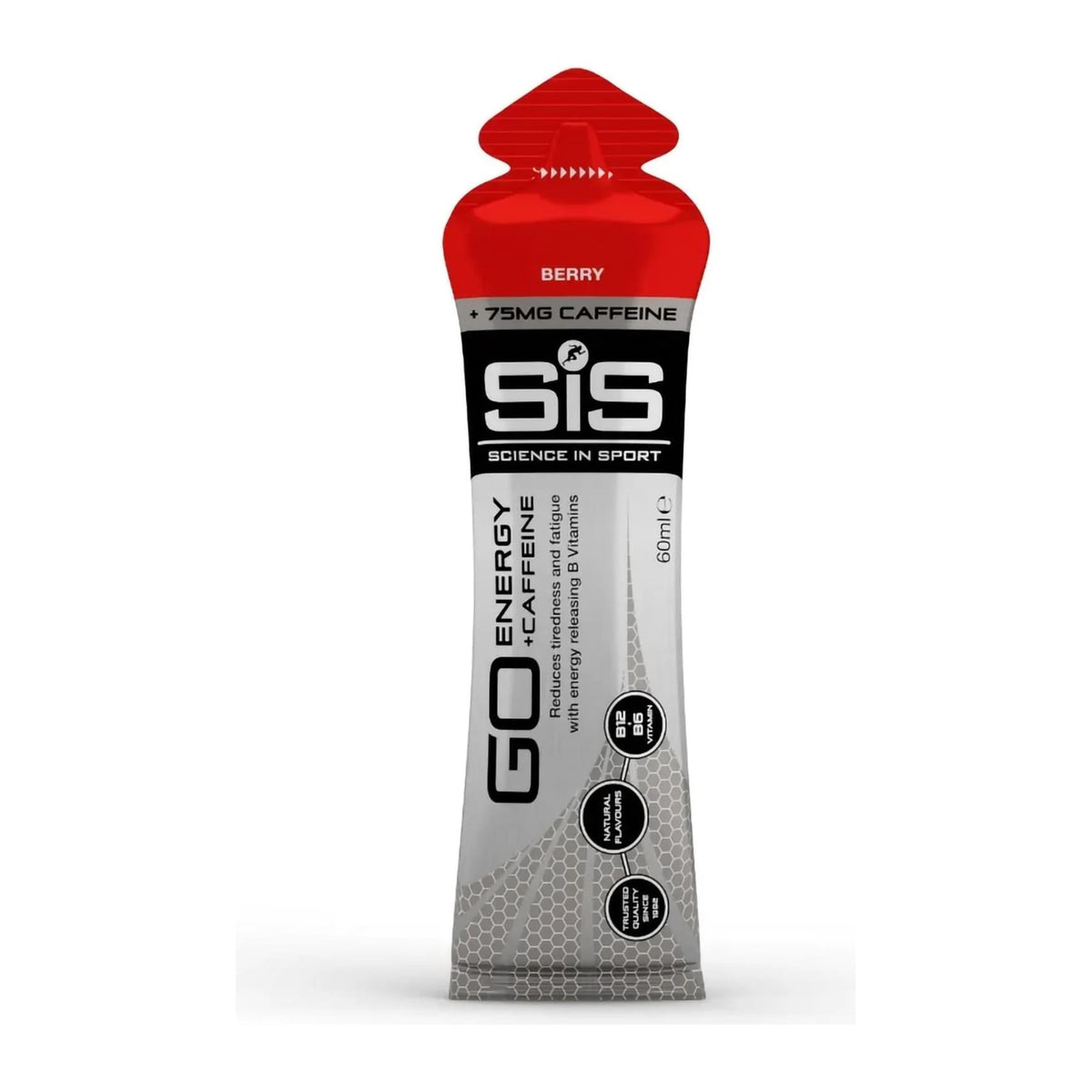 Go Plus Caffeine Running Gels, By Science In Sport, Berry gel front - Image 2
