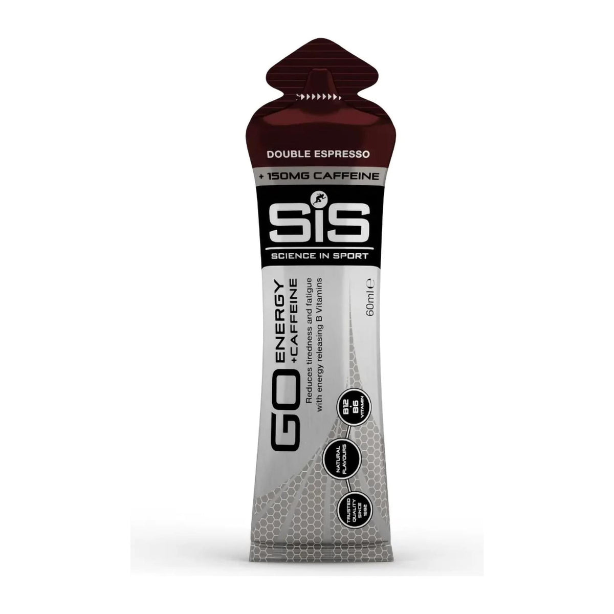 Go Plus Caffeine Running Gels, By Science In Sport, Double Espresso gel front - Image 1