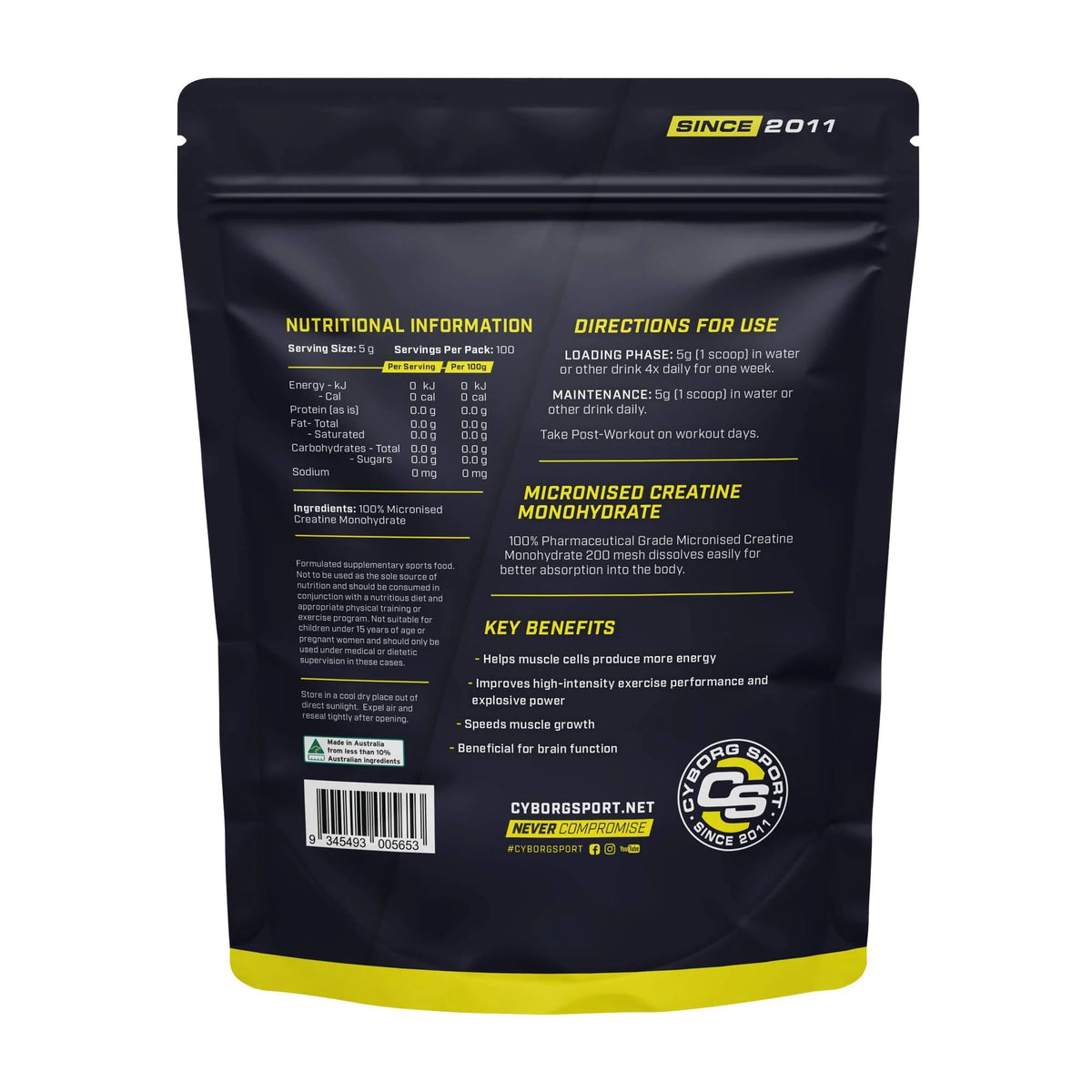 Micronised Creatine Monohydrate - Cyborg Sports General Cyborg  - Image 2