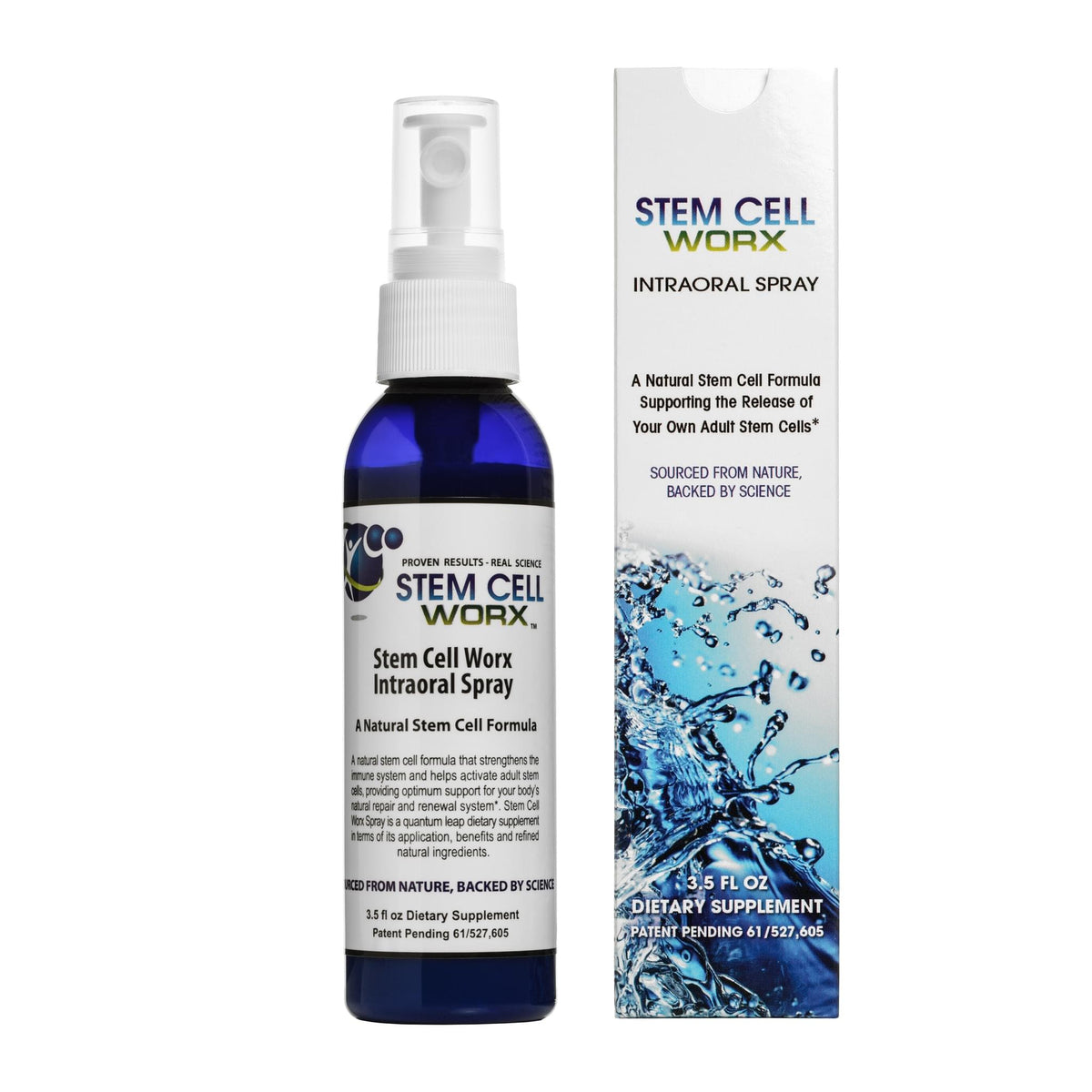 Stem Cell Worx Intraoral Spray, front of bottle and box (3.5 fl oz) - Image 1