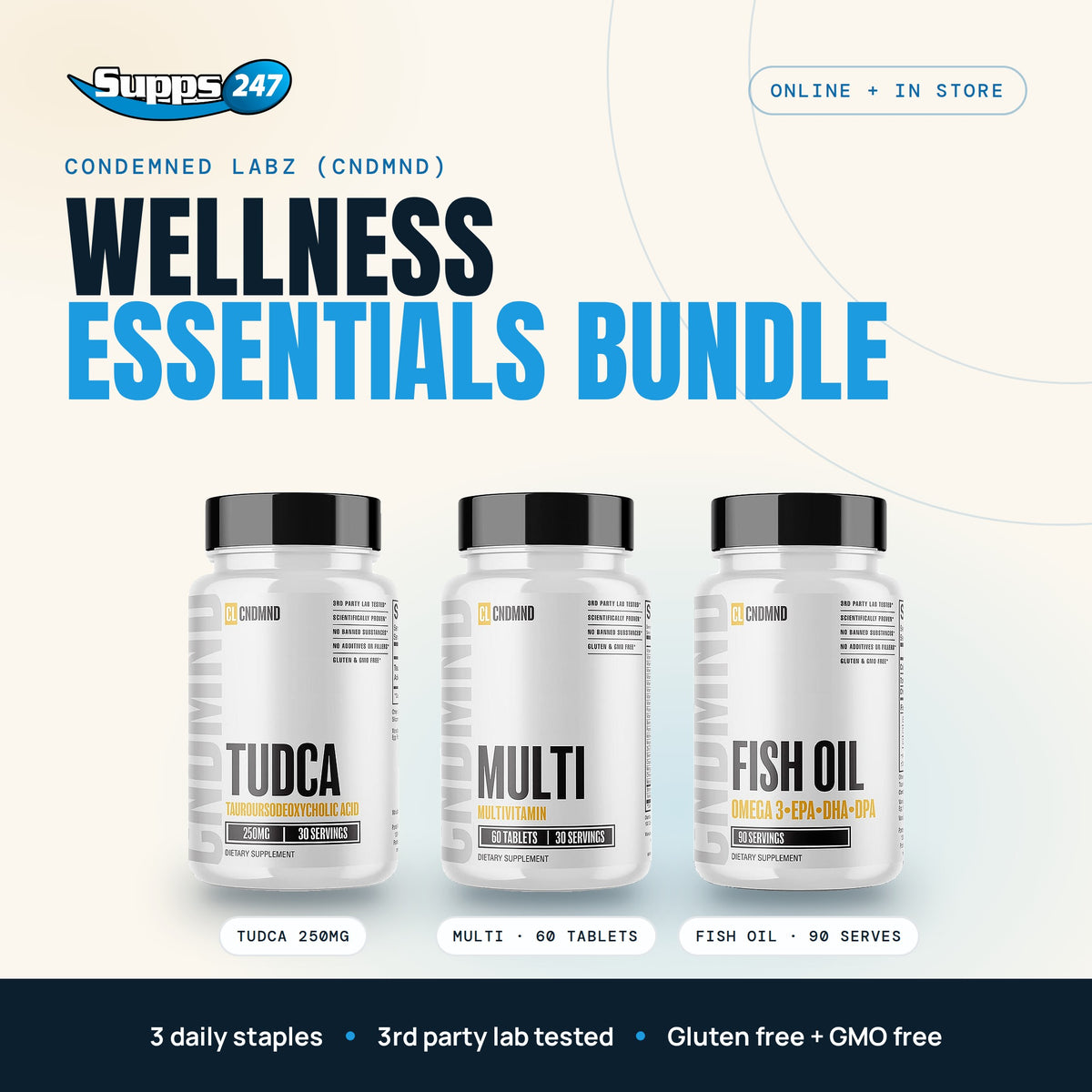 Condemned Labz Wellness Essentials Bundle: TUDCA, Multi and Fish Oil at Supps247