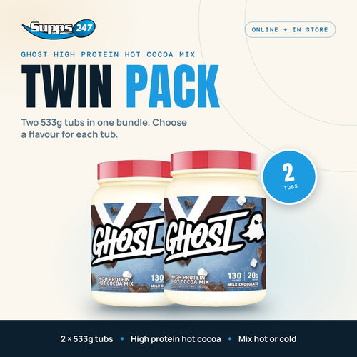 GHOST High Protein Hot Cocoa Mix Twin Pack: two 533g tubs at Supps247