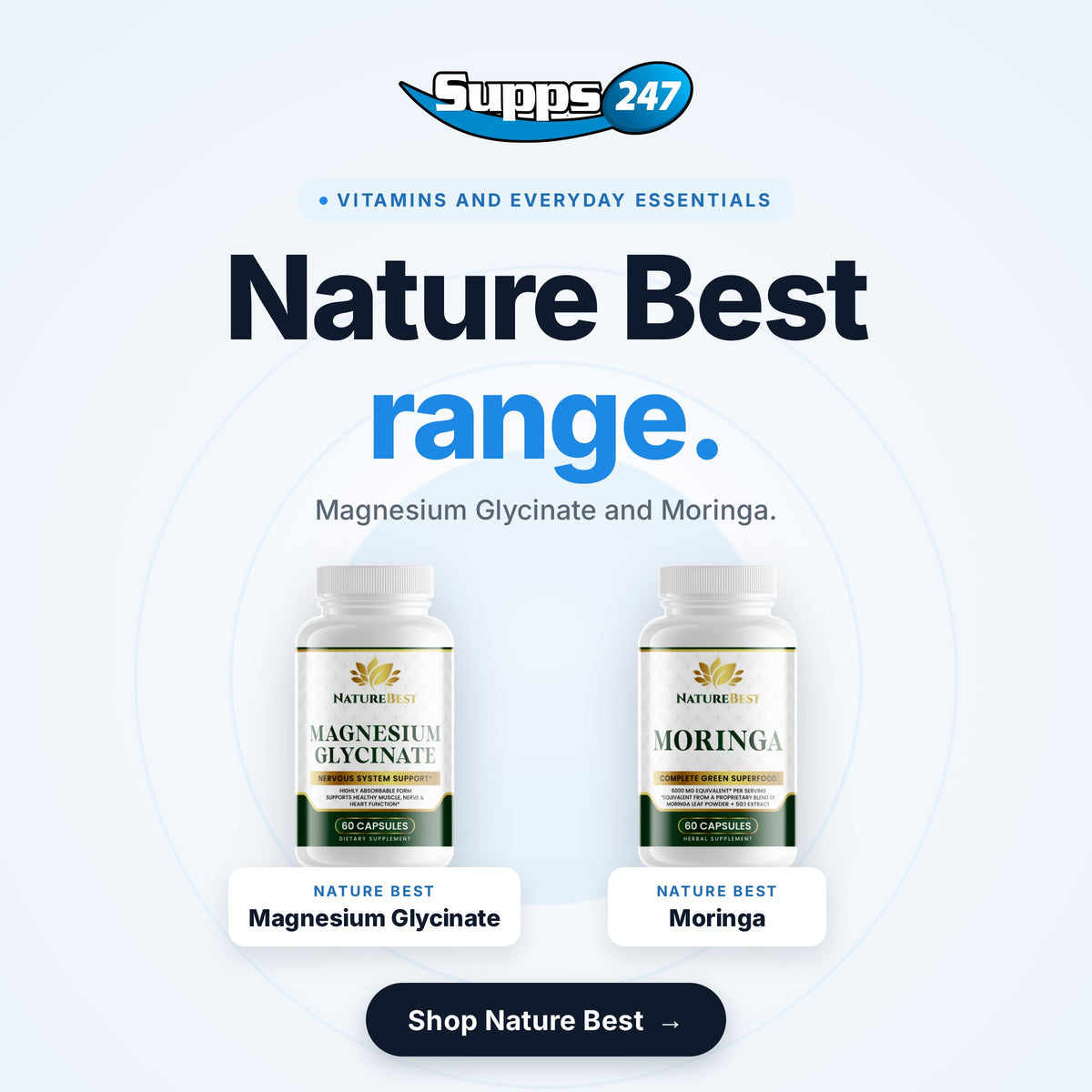 Nature Best range at Supps247: Magnesium Glycinate and Moringa