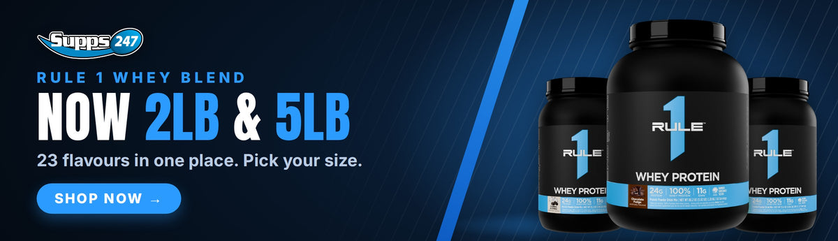 Rule 1 Whey Blend protein now in 2lb and 5lb at Supps247
