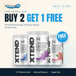 Xtend Original BCAA Buy 2 Get 1 Free: three 30 serve tubs, pick any flavour for each, at Supps247