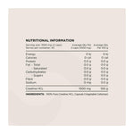 Switch Creatine Hcl Caps, nutrition information panel