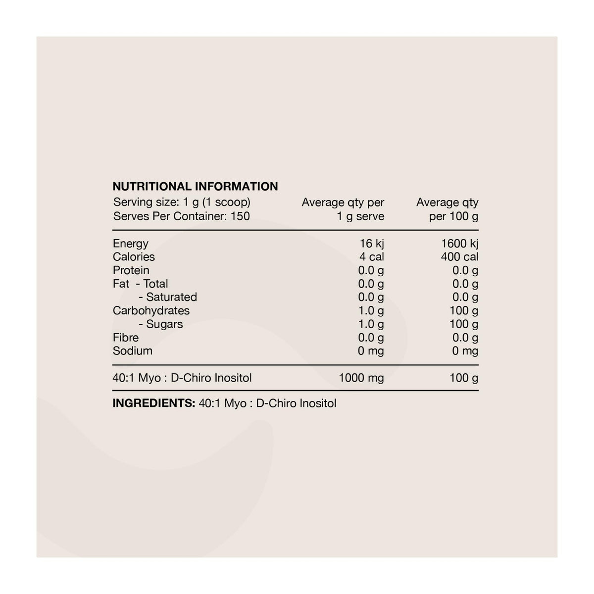 SWITCH | INOSITOL, nutrition information panel - Image 2