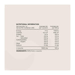 Switch Leucine 200g 200 serves, nutrition information panel
