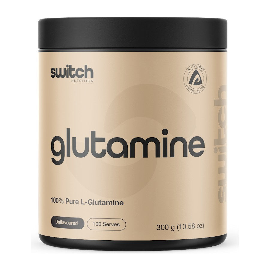 Switch Nutrition Glutamine 300g – 100 Serves, front of tub - Image 1