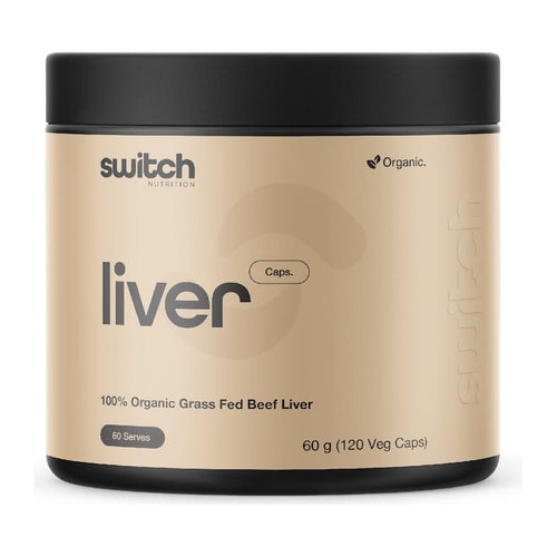 Organic Beef Liver Capsules, By Switch Nutrition, front of tub