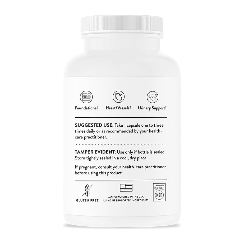 Thorne, Potassium Citrate, 90 Capsules (99 mg per Capsule), suggested use side of bottle - Image 3