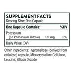 Thorne, Potassium Citrate, 90 Capsules (99 mg per Capsule), supplement facts panel