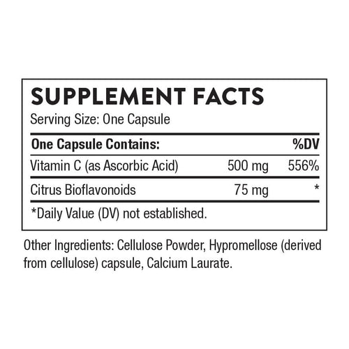 Thorne, Vitamin C with Flavonoids, 90 Capsules, supplement facts panel