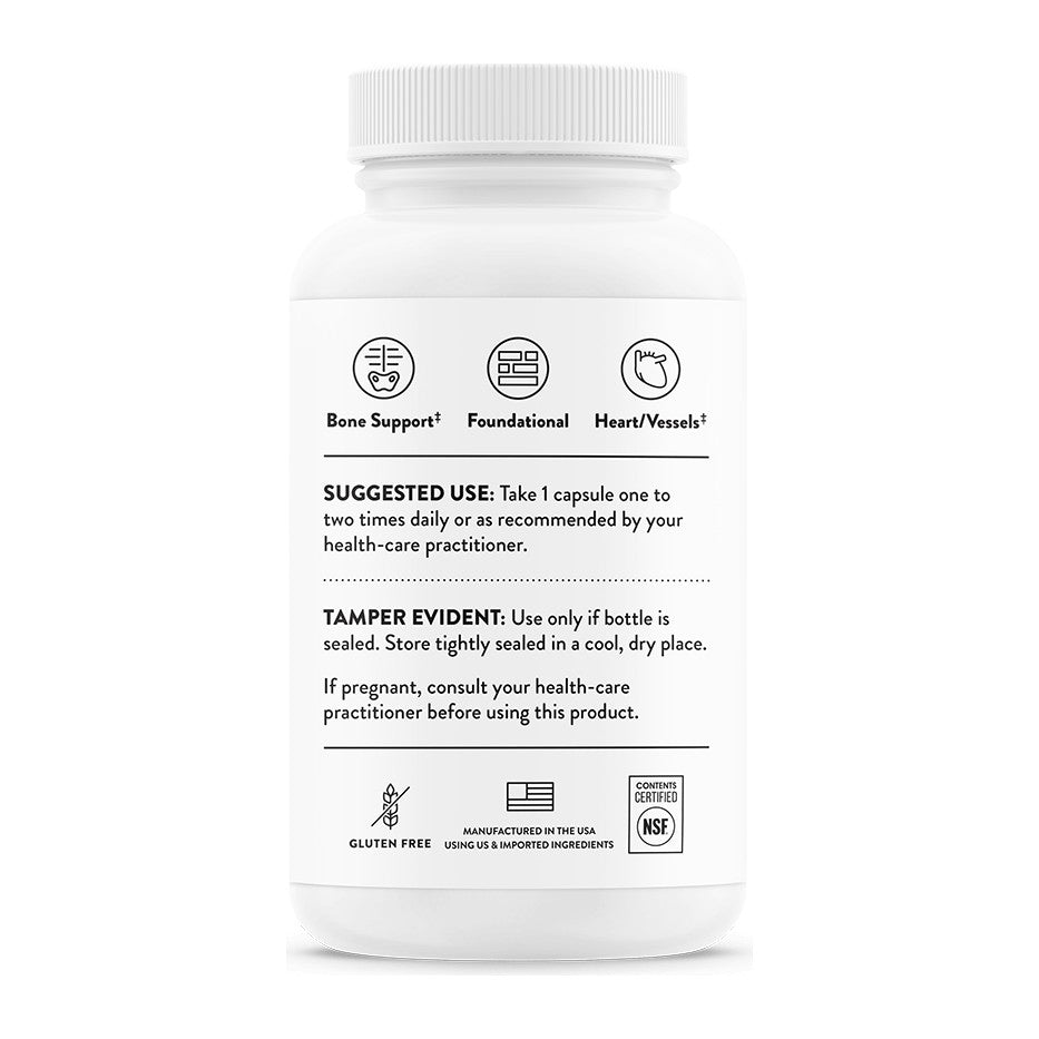 Thorne Vitamin K 60 Capsules, directions label - Image 3