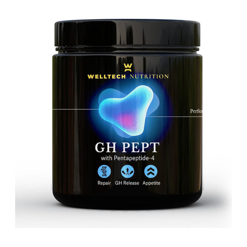 GH PEPT Powder By Welltech Nutrition, front of tub