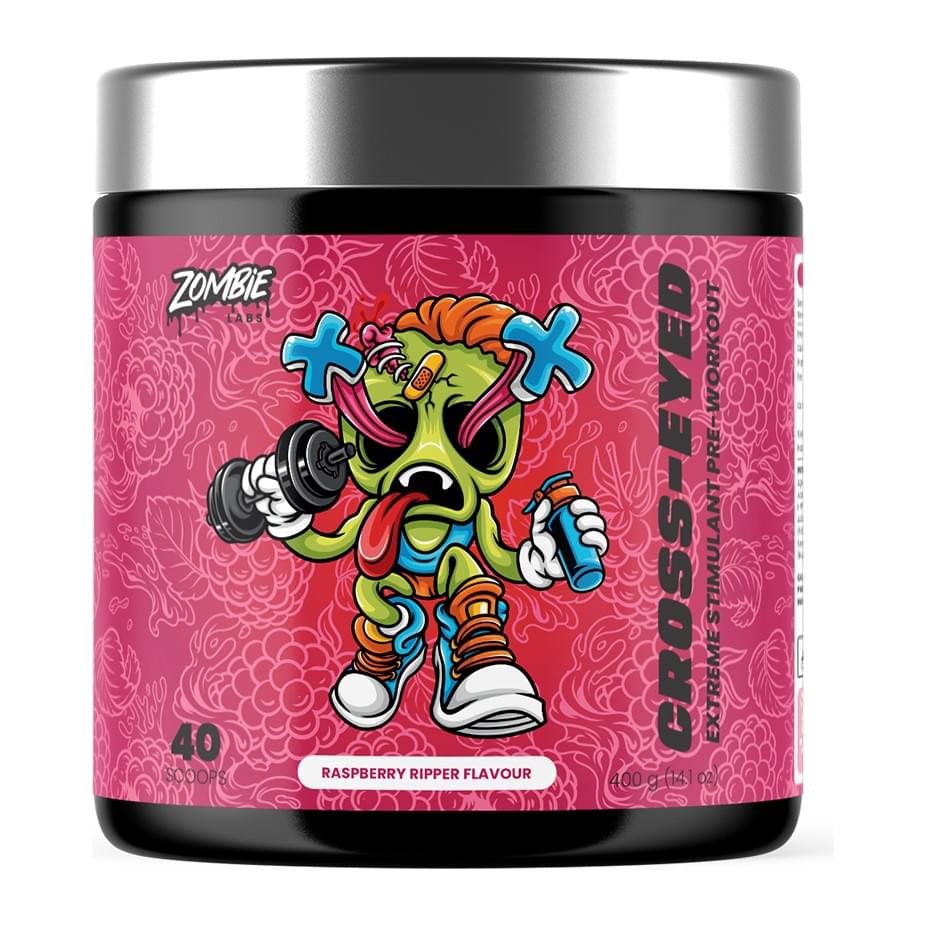 Zombie Labs Cross-Eyed Extreme Stimulant Pre-Workout 40 Serves, Raspberry Ripper tub front - Image 9