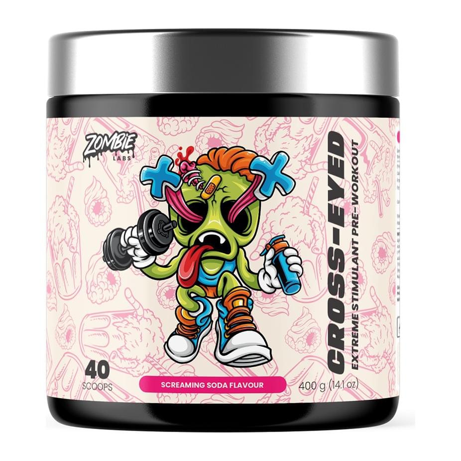 Zombie Labs Cross-Eyed Extreme Stimulant Pre-Workout 40 Serves, Screaming Soda tub front - Image 10