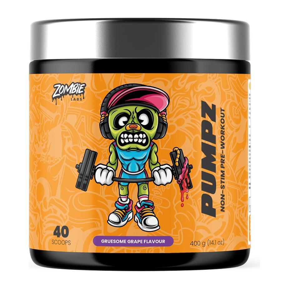 Zombie Labs Pumpz Non Stim Pre Workout, Gruesome Grape tub front - Image 4