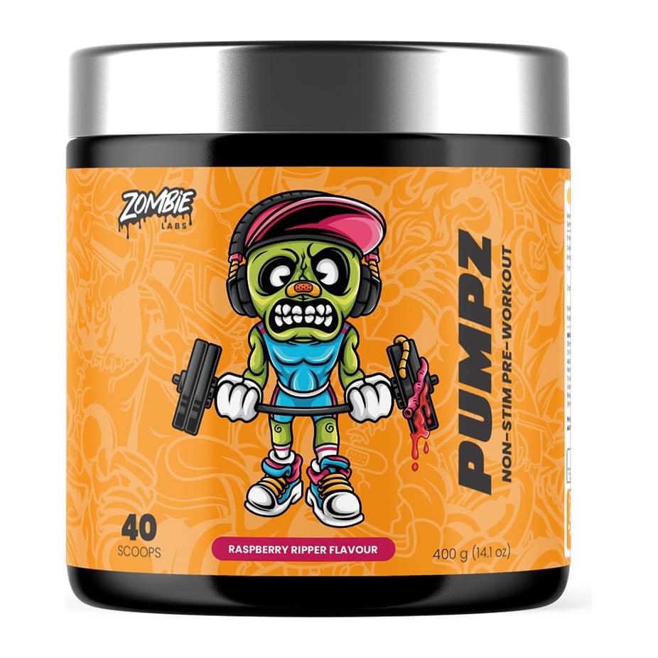 Zombie Labs Pumpz Non Stim Pre Workout, Raspberry Ripper tub front - Image 3
