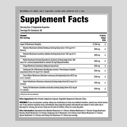 Piping Rock Mushroom Complex Capsules | 2750 mg | 150 Pills Mushrooms Amazon 