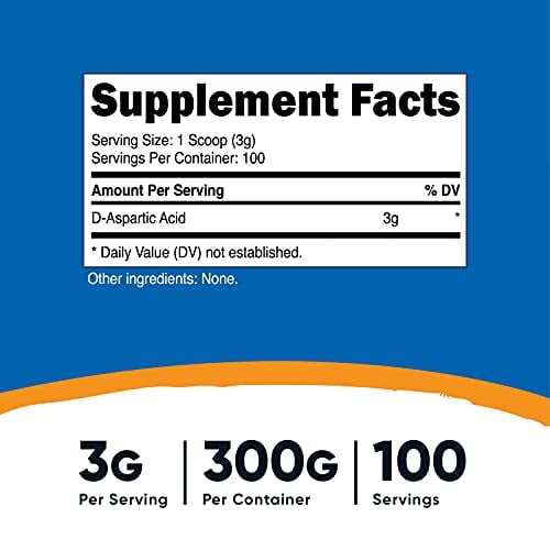 Nutricost D-Aspartic Acid Powder 300G - Pure D Aspartic Acid Back to results supps247 - Image 2